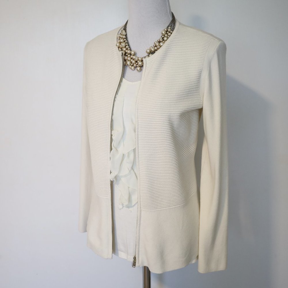 TALBOTS Size Medium Cardigan Sweater Ivory